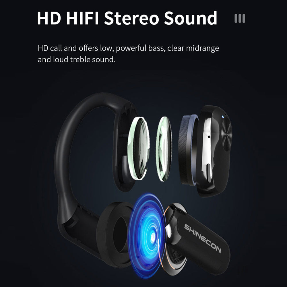 SHINECON QH-001 Bluetooth ørekrog ENC Støjreducerende HiFi Stereo Lyd Hovedtelefon SHINECON QH-001 Bluetooth ørekrog ENC Støjreducerende HiFi Stereo Lyd Hovedtelefon